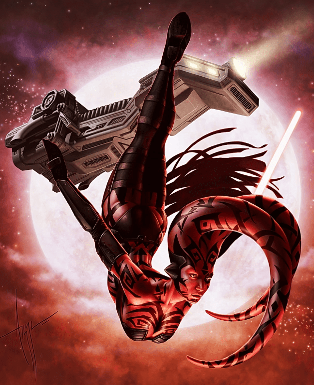 Darth Talon dives from Kybuck speeder bike