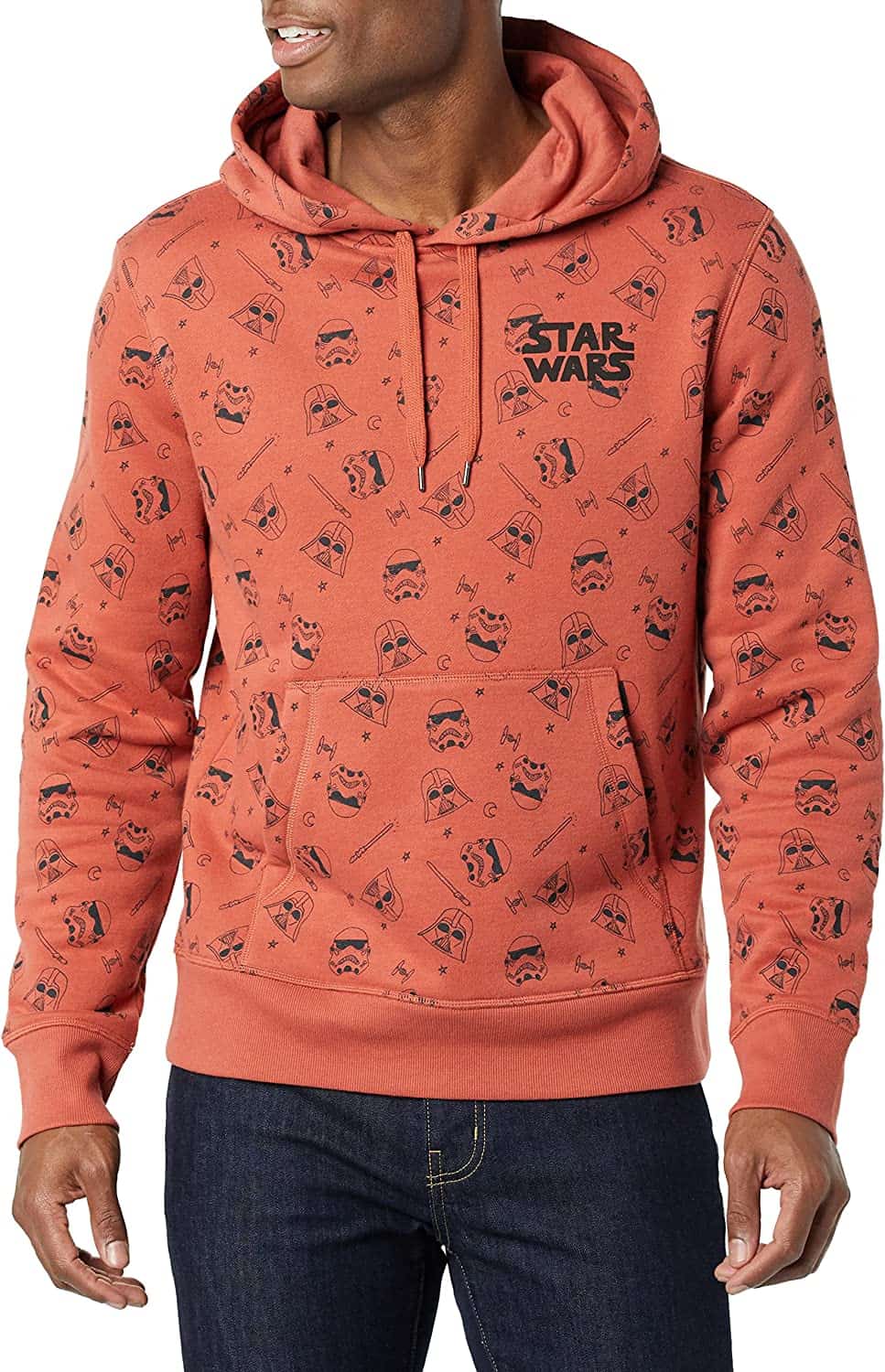 Amazon Essentials Disney Star Wars Mens’ Allover Print Fleece Pullover Hoodie