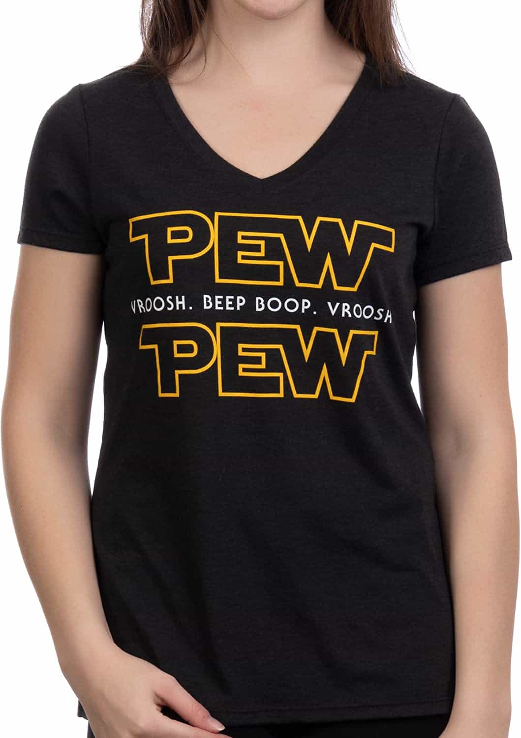 Pew Pew Wars - Funny Sci-Fi Noises for Geek Girl Womans’ T-Shirt