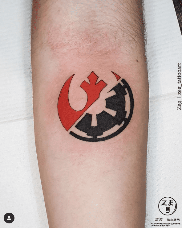 star wars Rebel Alliance and the Galactic Empire symbols tattoo