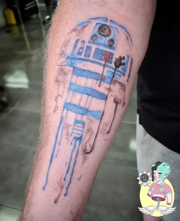 star wars Watercolor R2D2 tattoo