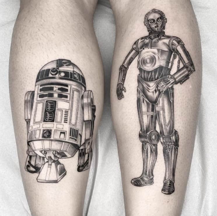 star wars C-3PO and R2D2 tattoo