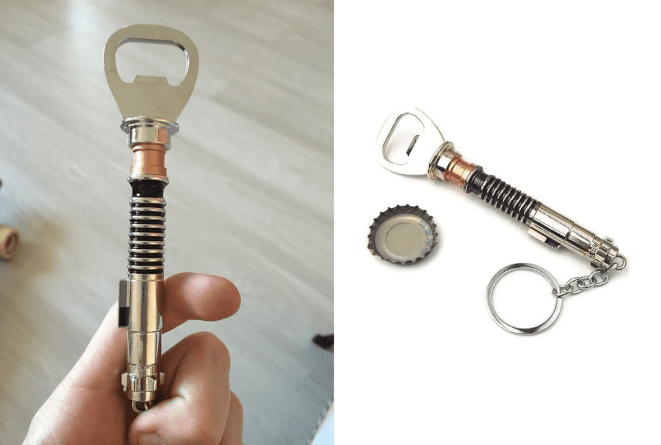 Bottle Opener Keychain with Handle Modeled after Luke Skywalker's Lightsaber